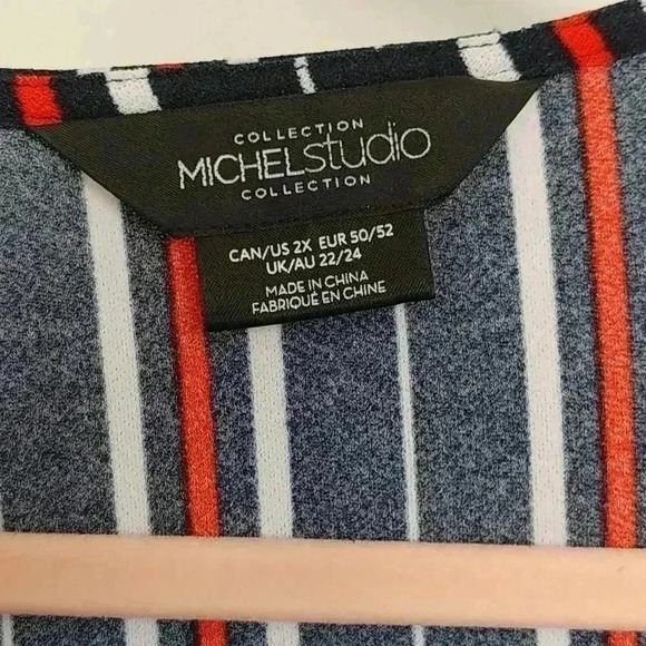 Long Sleeve Striped Surplice Top -  Michel Studio - Picture 7 of 9